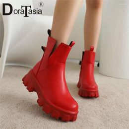 Boots Big Size 34-43 Brand Ladies Chunky High Heels Ankle Fashion Zip Platform Women's 2024 Casual Party Shoes Woman