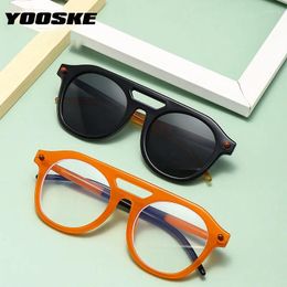 Sunglasses YOOSKE Fashion Double Beam Pilot Men Women Brand Designer Sun Glasses Retro Gradient UV400 Goggles Punk