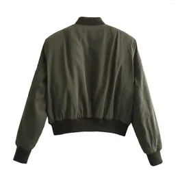 Women's Jackets Withered For Winter American Vintage Bomber Jacket Army Green Zippers Boyfriend Style Parka Coat Women Tops