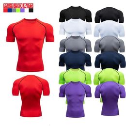 American style fiess suit for men, tight fitting short sleeved quick drying clothes, running compression cycling T-shirts, sportswear