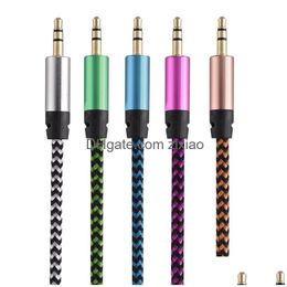 Audio Cables Connectors Car O Aux Extention Nylon Braided 3Ft 1M Wired Auxiliary Stereo Jack 3.5Mm Male Lead For Smart Phone Drop Dhpyj