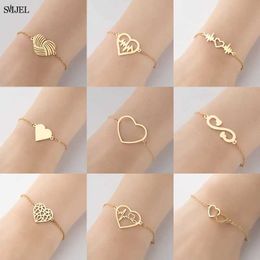 Chain Minimalist Golden Love Heart Charm Bracelets Stainless Steel Tiny Heart Bracelets Bangles Design Jewellery Birthday GiftsL2464