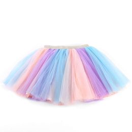 Girls Pastel Tutu Skirts Kids Ballet Dance Tulle Pettiskirt Underskirt Tutus Children Birthday Party Banquet Costume Skirt Gift L2405