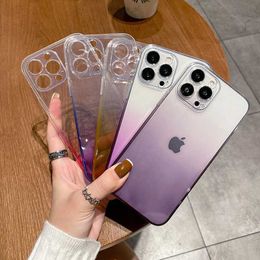 Cell Phone Cases Ultra cell phone cases Thin Gradient Clear Case for iPhone 13 12 11 Pro Max Mini X XR XS 6S 7 8 Plus SE Slim Soft TPU Cute Transparent Cover