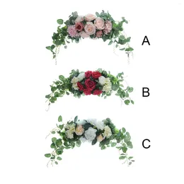 Decorative Flowers Artificial Floral Swag Arrangement Garland Wedding Arch For Lintel Reception Wall Decor