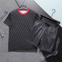 Men's Tracksuits t shirt sets Luxury Designers Embroidered letter fashion sportswear suit men clothes summer running wear T-shirt short-sleeved sports two-piece Q064