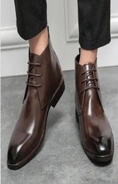 Men Ankle Boots Fashion Business PU Leather Formal Shoes Low Heel Lace Up Decoration British Style Comfortable DH9009876267