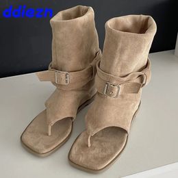 Footwear Gladiator Ladies Sandals Shoes Summer Fashion Height Increasing Women Knee High Sandals Boots Female Flip Flops 240606