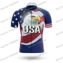 Racing Sets 2024 Eagle USA Team Cycling Men Summer Clothing Road Bike Shirt Bicycle Tops MTB Wear Uniform Ropa Ciclismo