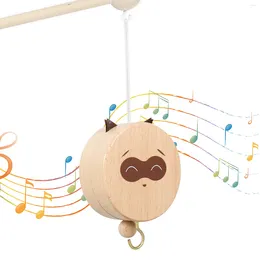 Decorative Figurines Crib Mobile Musical Box Wooden Baby Music With Hook And Lanyard Portable Motor