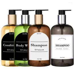Liquid Soap Dispenser Shower Bottle Shampoo Conditioner Body Wash Set Hand Dish Bottles For Kitchen Waterproof Labels