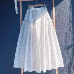 Skirts 2024 Spring Summer Skirt Women A-Line Thin Embroidery Lace Pure Cotton Small Floral Sweet Department