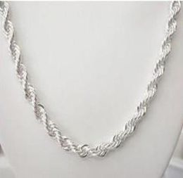 Fine 925 Sterling Silver NecklaceXMAS New 925 Silver Chain 4MM 1624Inch e Rope Necklace For Women Men Fashion Jewellery Link 86695206995352