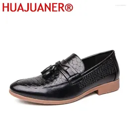Casual Shoes Men Loafers Classic Leather Elegantes Tassel Male Dressing Spring Autumn Non-Slip Crocodile Pattern