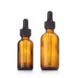 1oz 2 oz 4oz Dark Amber Dropper Bottles 30ml 60ml 120ml Tincture Bottles w/ Eye Dropper for Essential Oils, Perfume, Hair Oil, Liquids - Leak Proof Travel Bottles