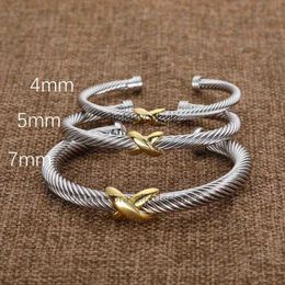 Bangle Designer Fashion Jewelry Twisted X Bracelet Gold Charm Sliver 925 Sterling Silver Bracelets Braided Cross Bangle Diamon Luxury Birthday Gift for Women