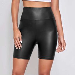 Women's Shorts Women Shiny Faux Leather Shorts High Waist PU Leggings Sexy Female Dance Bottoms Hipster Rave Booty Shorts Newest Gym TracksuitL2466
