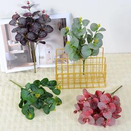 Decorative Flowers Nordic Style Home Decor Artificial Green Plants Silk Eucalyptus Money Leaves Simulation Plant Leaf Bundle Wedding