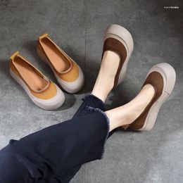 Casual Shoes Birkuir Retro Loafers Women Genuine Leather Round Toe Slip On Female Flats Soft Soles Lazy Luxury Boat For Ladies