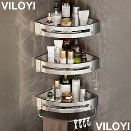 Bathroom Shelves Shees Viloyi Wall Mounted No Drill Space Aluminium Shower Corner Caddy Storage Shelf Mtilayer Kitchen Organiser Rack D Dhm2Q