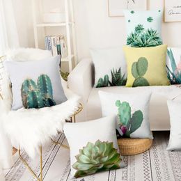 Pillow Tropical Cactus Succulent Home Decoration Green Plant Digital Printed Pillowcase Decor Sofa Throw Pillows 45 45cm