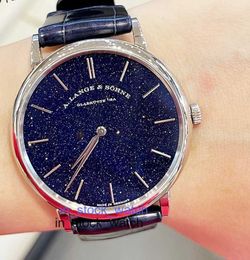 Alengey watch luxury designerSpecial Offer Starry Sky SAXONIA18k Platinum 39mm Manual Mechanical Watch Mens Watch 205 UTK