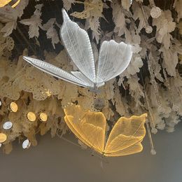 Romantic Luminous Butterfly Wing Chandelier Pendant For Party Holiday Wedding Decoration Ceiling Centerpices Hanging Ornament