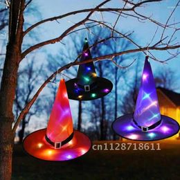 Party Decoration LED Lights Halloween Witch Hats Costume Props Outdoor Tree Hanging Ornament Decor