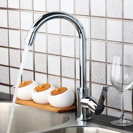 Kitchen Faucets Flexible Faucet With 360 Degree Swivel Spout Polished Chrome Single Handle Deck Mounted Sink Tap Mixer