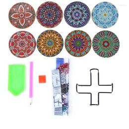 Table Mats 8Pcs Round Handmade Diamond Cup Coasters Rich Colour Butterfly Kitchen Met Home Decor Insect Cute 10Cm