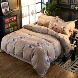 Bedding Sets 2024 Simple 3/4 Piece Set Home Textile Mill Wool Fashion Plant Floral Quilt Cover Sheets Aloe Cotton Comfortable