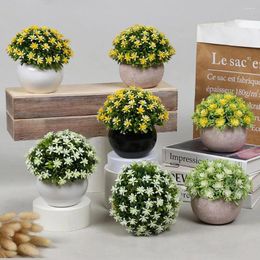 Decorative Flowers Artificial Bonsai Potted Fake Gypsophila Plant With Ceramic Flower Pot Small Tree Grass Plants Ornament Home Decoration