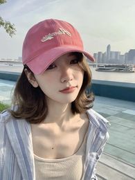 Ball Caps Women's Korean-Style Fashionable Summer Big Head Circumference Sun-Proof Letters All-Match Face-Looking Small Pink Baseball Cap