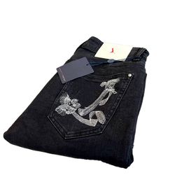 Men Jeans Mens Boot Cut Slightly Flared Slim Fit Black Designer Classic Male Stretch Denim Fine Embroidered High-end Quality Jeans