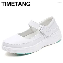 Casual Shoes 2024 Fashion Women's Spring Soft Sole Breathable Non-slip Thick Flat Single White Hollowed Out