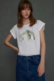 French designer SOEUR 2024 Summer New Product Simple Casual Letter Printing Fashion Versatile Top Women's White Round Neck Short Sleeve T-shirt