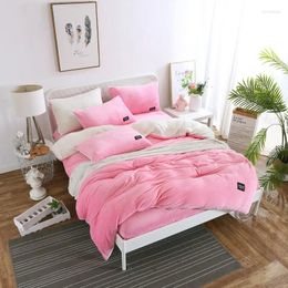 Bedding Sets Milk Flannel Fleece Set Baby Cashmere Duvet Cover Flat Sheet AB Side Bed Linens Bedclothes Modern Style Warm Winter