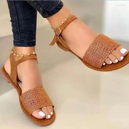 Casual Shoes Female 2024 Buckle Strap Women's Sandals Fashion Solid Women Peep Toe Flat Zapatos