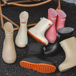 Women Rain Boots Slip-on High Quality Water Boots Waterproof Shoes Womens Rubber Rainboot Garden Galoshes Non-Slip Boots 240606