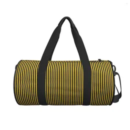 Outdoor Bags Vertical Striped Gym Bag Yellow And Black Waterproof Sports With Shoes Training Handbag Funny Fitness For Men Women