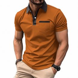 new Summer Men Short Sleeved Polo Shirt Casual Splice Stripe Printing T-shirt Men's Breathable Shirt Men Clothing S-3xl a35N#