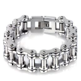 Classical 11mm Width Heavy Shiny Polishing Mens 316L Stainless Steel Motorcycle Bike Chain Bracelet for Punk & Rock Bikers 275h