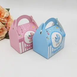 Gift Wrap 100PCS Welcome Baby Mini Paper Candy Bag Box Pink Blue For Kids Boy Baptism Party Favour Girl 1st Birthday Events Decor