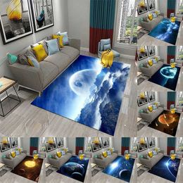 Carpets 3D universe planet galaxy starry sky theme carpet home decoration bedroom living room bathroom non-slip floor mat door mat G240529