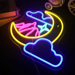 LED Neon Sign Moon Cloud n Signs LED Cloud n Light for Wall Decor USB Powered Bedroom n for Birthday Party Bar Living Room Kids Gift