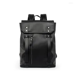 Backpack Fashion Men Women Laptop Backpacks Waterproof Thick Leather With Double Belt Mochila Travel Bags Boy Girl School Bag