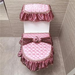 Toilet Seat Covers 3PCS/Set Cloth Cover U-shaped Overcoat Home Decor Bathroom Mats Decoration