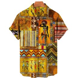 Men's Polos Hawaiian Shirt Summer African Mens Shirts Men Women Fashion Oversized Blouse Mens Vocation Lapel Shirt Beach Camisas Unisex Q240605
