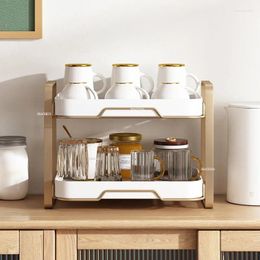 Kitchen Storage 2 Tier Drain Rack Water Glass Holder Tea Cup Organiser Shelf With Tray