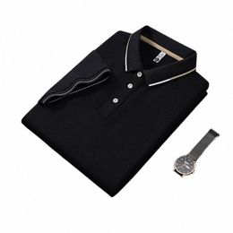 남자 fi 단단한 짧은 슬리브 줄무늬 옷깃 폴로 셔츠 여름 통기 편안한 편안한 탑 2024 새로운 티셔츠 v3pg#